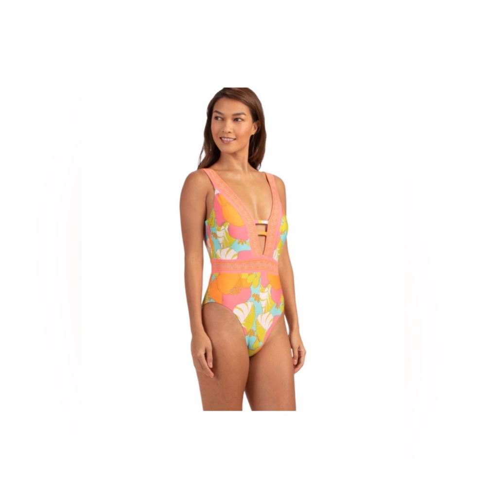 Trina Turk Plays De Flor Plunge Maillot One Piece, NWT,Size 10